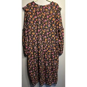 H&M Divided Women's Black Floral A-Line Scoop Neck Dress Size L